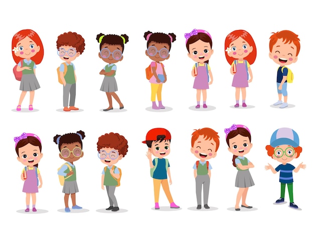 ilustração vetorial de alunos em diferentes posturas