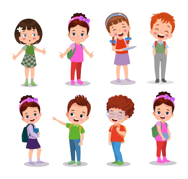 ilustração vetorial de alunos em diferentes posturas