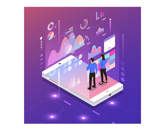 Ilustração vetorial de análise de marketing digital