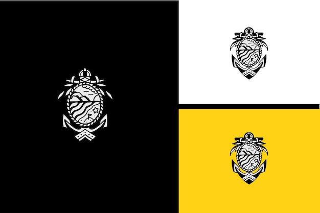 Ilustração vetorial de âncora de logotipo preto e branco