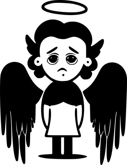 Vetor ilustração vetorial de anjo minimalista e logotipo plano