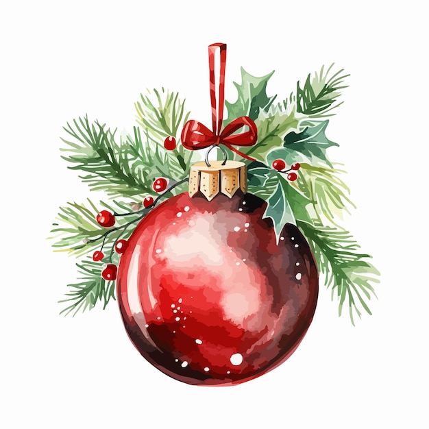 Ilustração vetorial de aquarela de bolas de Natal