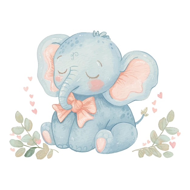 ilustração vetorial de aquarela de elefante bonito