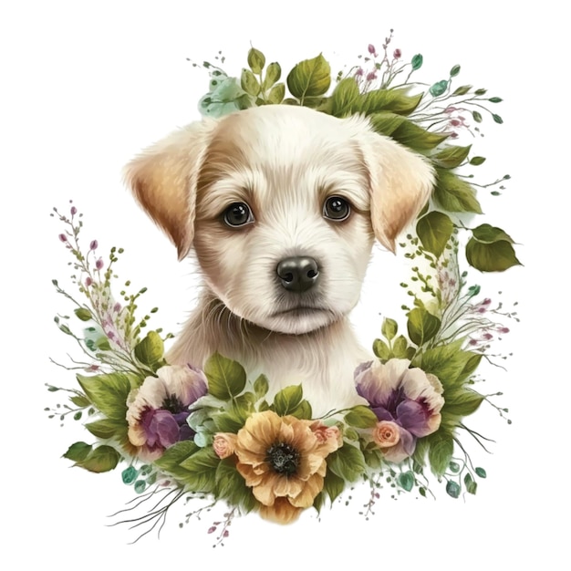 Ilustração vetorial de aquarela de um cão bonito