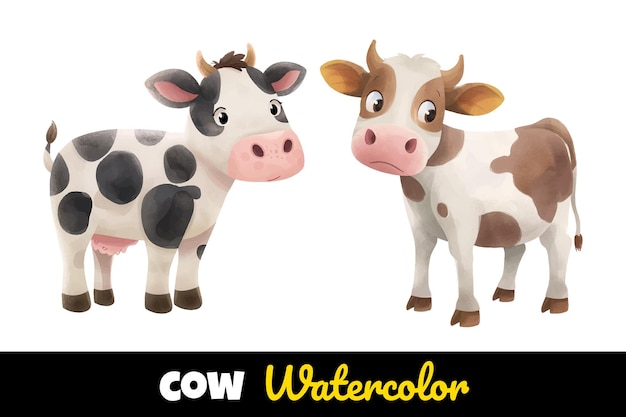Vetor ilustração vetorial de aquarela de vaca bonita