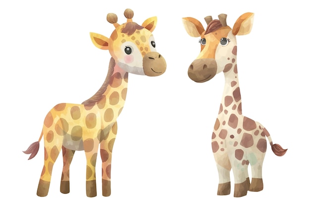 Vetor ilustração vetorial de aquarela suave de girafa bonita