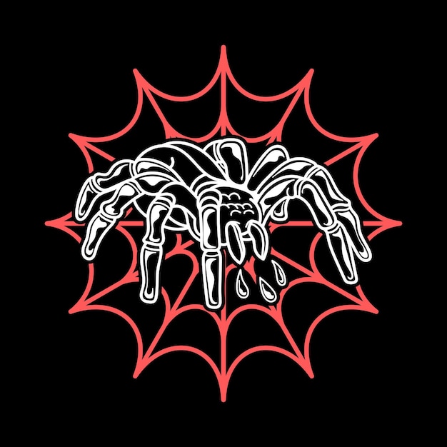 Vetor ilustração vetorial de aranha em um fundo preto halloween