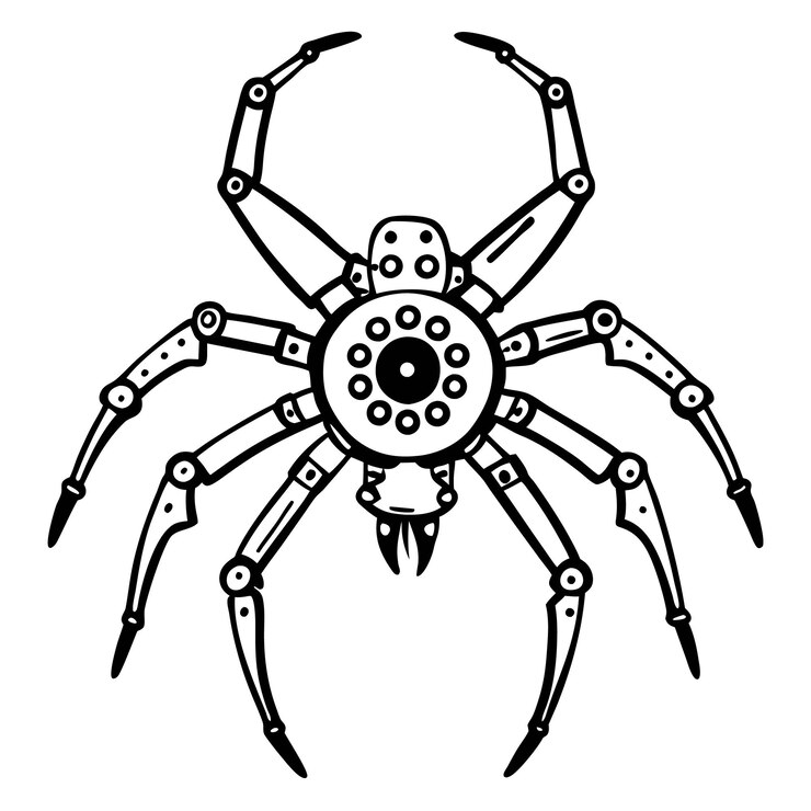 Vetor ilustração vetorial de aranha robótica mecânica conceito de design futurista
