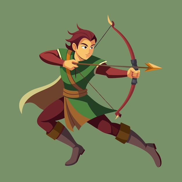 Ilustração vetorial de arqueiro Desenho dinâmico para temas de tiro com arco e esportes