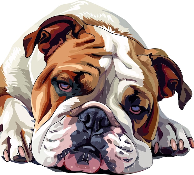 Ilustração vetorial de arte bonita de bulldog inglês