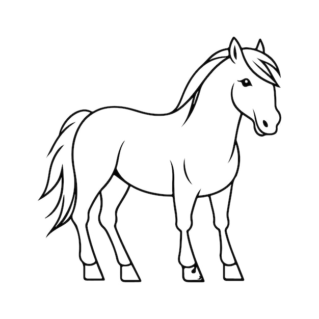 Ilustração vetorial de arte de linha de cavalos