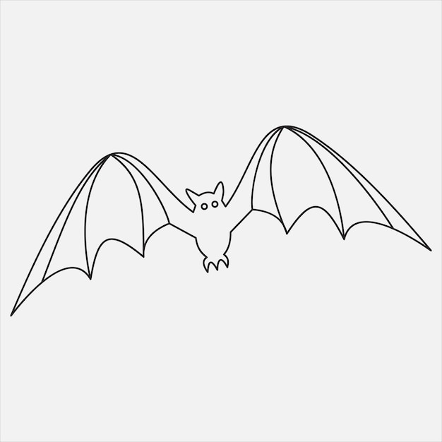 Ilustração vetorial de arte de morcego de desenho de uma linha