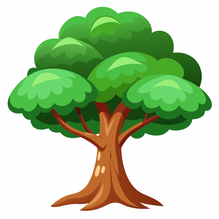 Vetor ilustração vetorial de árvore clipart estilo de desenho animado png em fundo branco