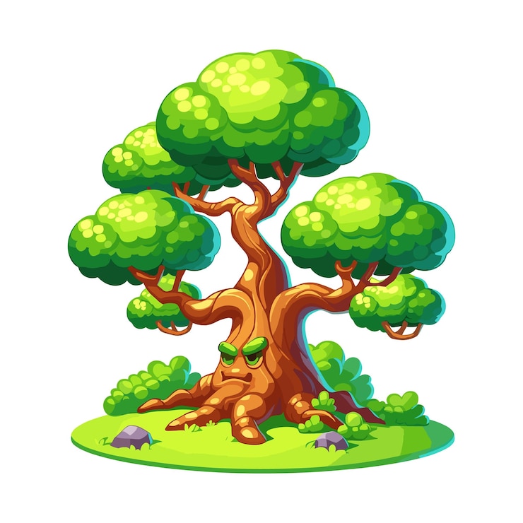 Vetor ilustração vetorial de árvore de desenho animado