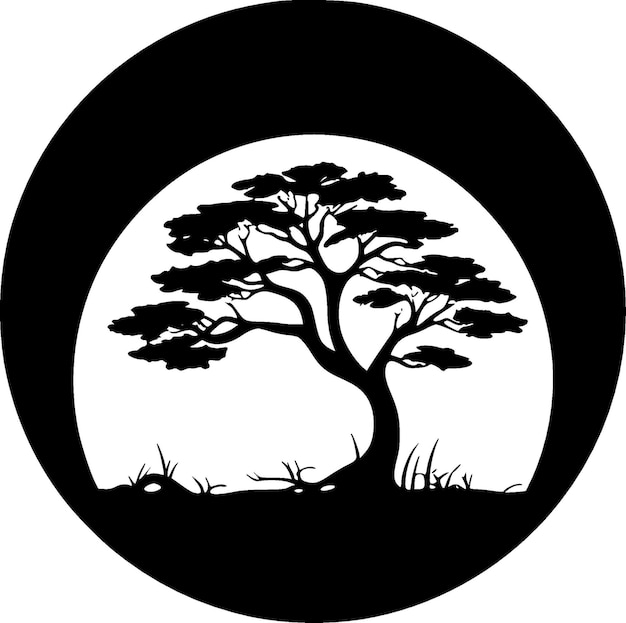 Vetor ilustração vetorial de árvore em preto e branco