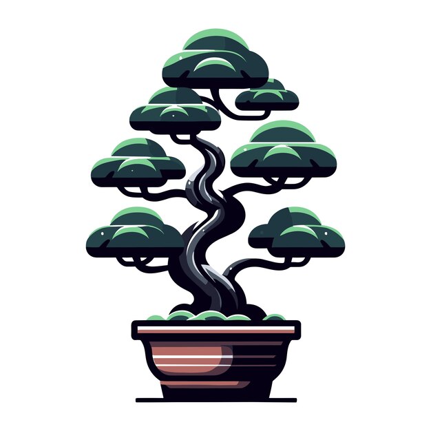 Vetor ilustração vetorial de árvores de bonsai cultura tradicional estética japonesa e chinesa