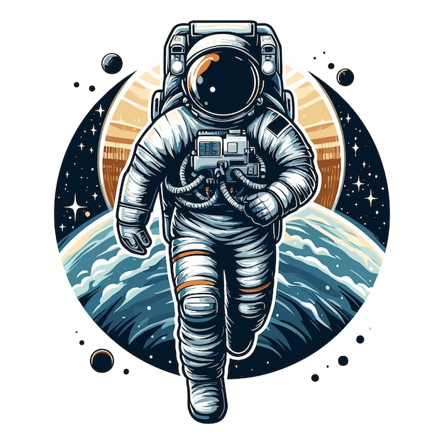 Vetor ilustração vetorial de astronauta em fato espacial