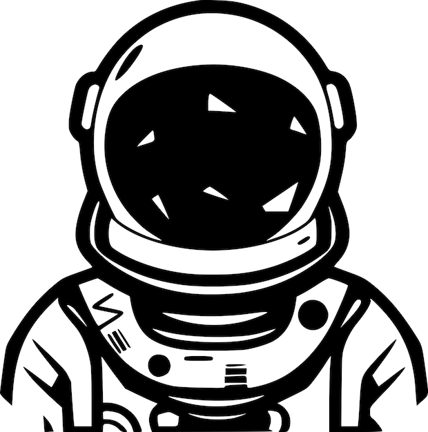 Vetor ilustração vetorial de astronauta em preto e branco