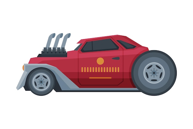 Vetor ilustração vetorial de automóveis esportivos antigos de estilo retro de carro de corrida vermelho em fundo branco