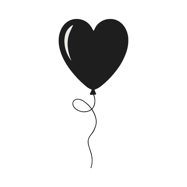 Ilustração vetorial de balão preto em forma de coração para celebrações românticas
