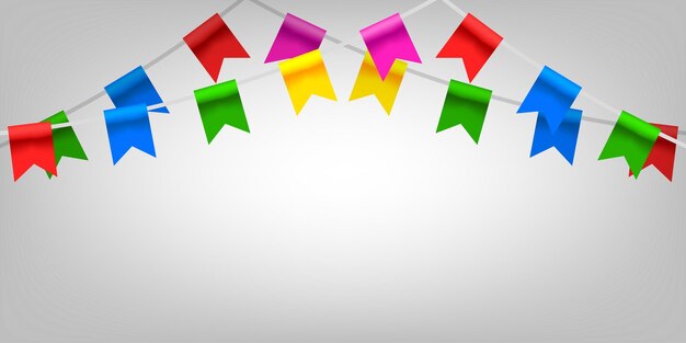 Vetor ilustração vetorial de bandeiras coloridas de guirlandas fonte de decoração de festas