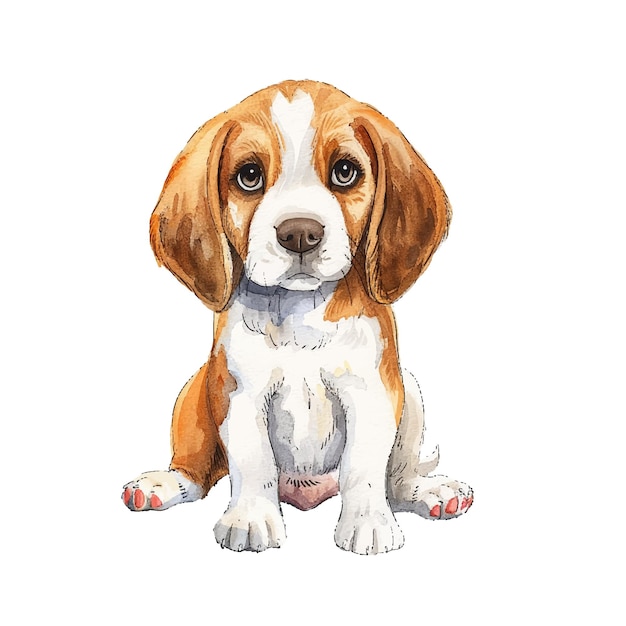 Vetor ilustração vetorial de beagle bonito em estilo aquarela