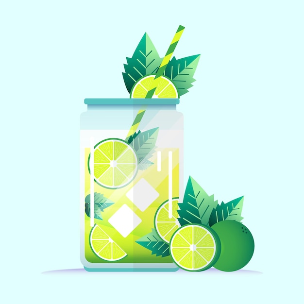 ilustração vetorial de bebida de limão para as férias de verão