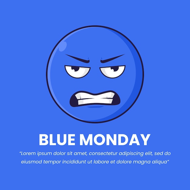 Ilustração vetorial de blue emotes angry meme adequada para blue monday