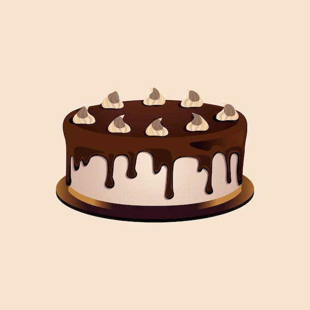 Ilustração vetorial de bolo de aniversário com modelo de plano de fundo