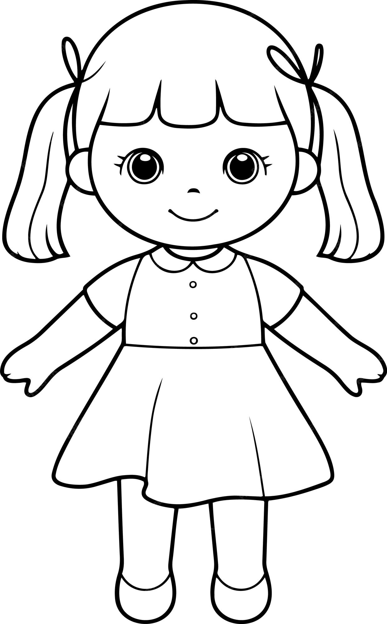 Desenho De Boneca Páginas Para Colorir Em Um Esboço Contorno Fundo Branco  Vetor PNG , Desenho De Asa, Desenho De Anel, Desenho De Boneca Imagem PNG e  Vetor Para Download Gratuito