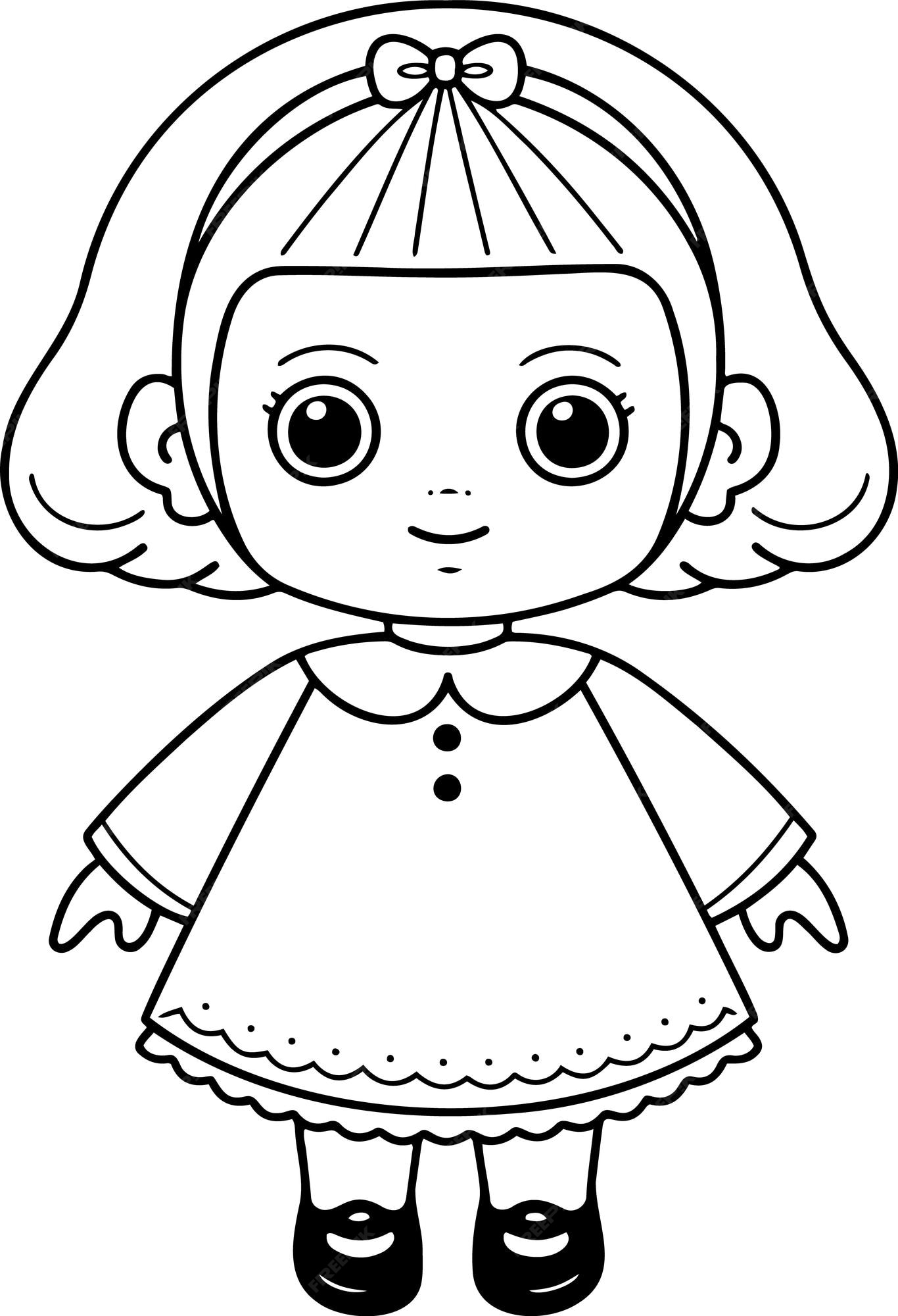 Desenho De Boneca Páginas Para Colorir Em Um Esboço Contorno Fundo Branco  Vetor PNG , Desenho De Asa, Desenho De Anel, Desenho De Boneca Imagem PNG e  Vetor Para Download Gratuito