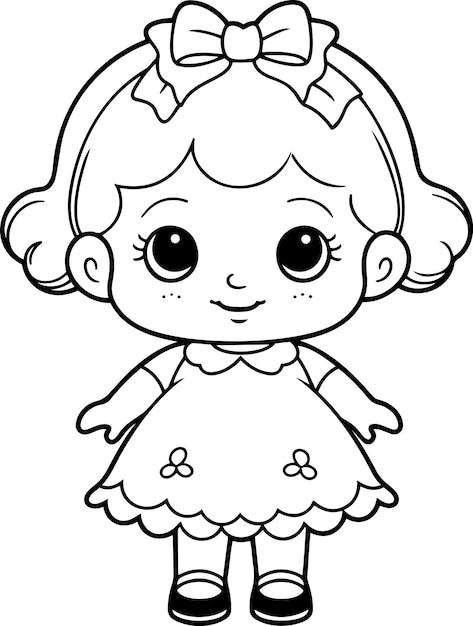 Desenho De Boneca Páginas Para Colorir Em Um Esboço Contorno Fundo Branco  Vetor PNG , Desenho De Asa, Desenho De Anel, Desenho De Boneca Imagem PNG e  Vetor Para Download Gratuito