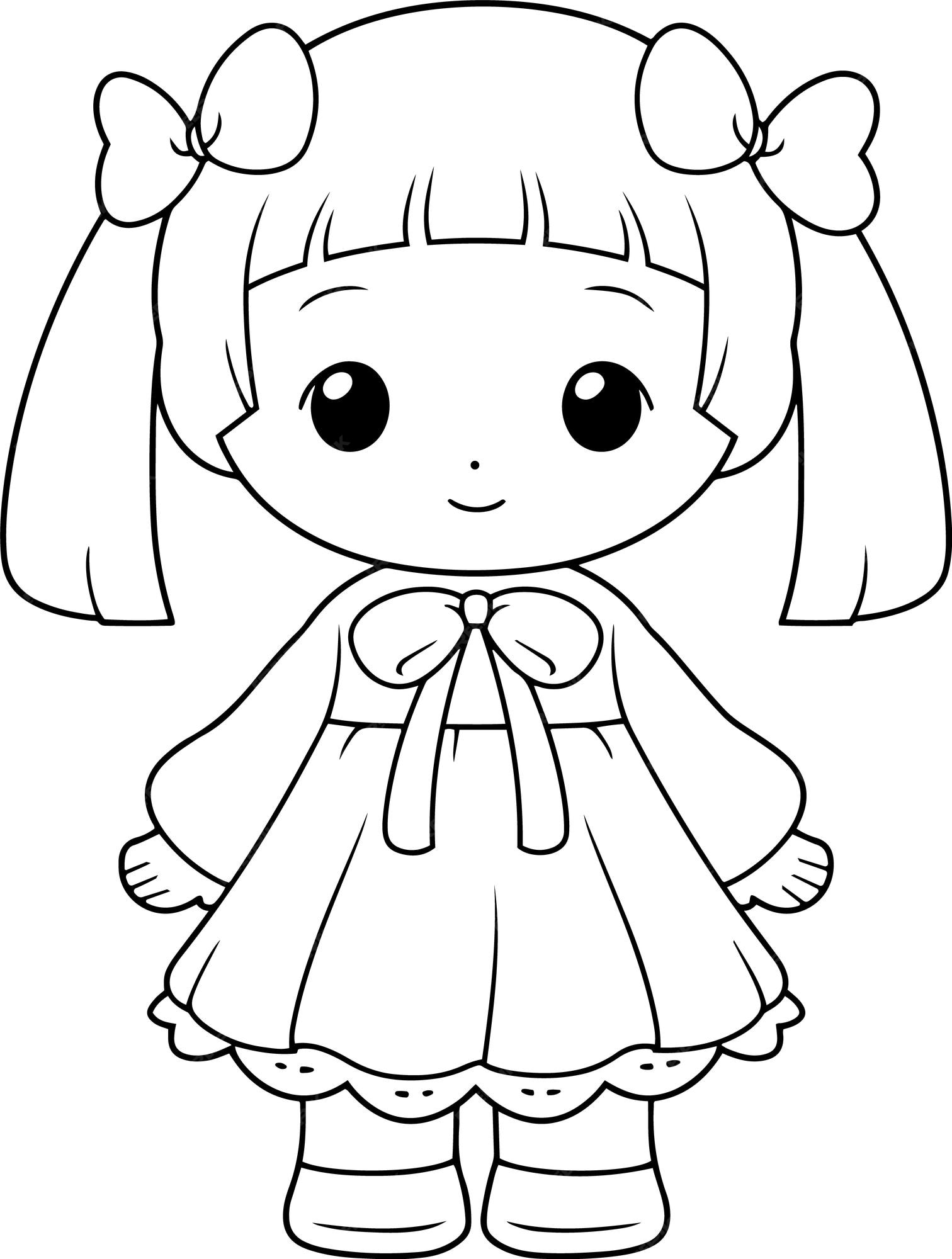 Desenho De Boneca Páginas Para Colorir Em Um Esboço Contorno Fundo Branco  Vetor PNG , Desenho De Asa, Desenho De Anel, Desenho De Boneca Imagem PNG e  Vetor Para Download Gratuito