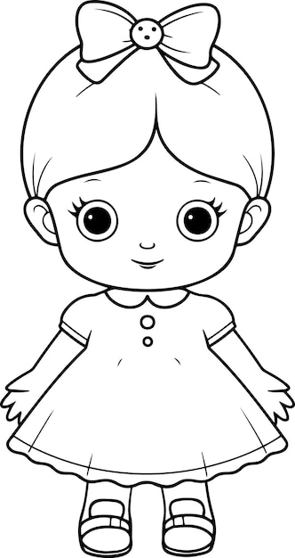 Vetores de Boneca De Desenho Animado Bonito Ou Garotinha Para Colorir  Página Ou Livro Conceito De Brinquedo Chilren Ilustração Eps Vetor Preto E  Branco 10 e mais imagens de Boneca - iStock