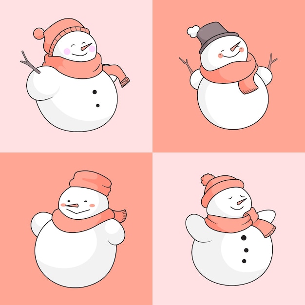Vetor ilustração vetorial de boneco de neve vestindo um conjunto de roupas de papai noel