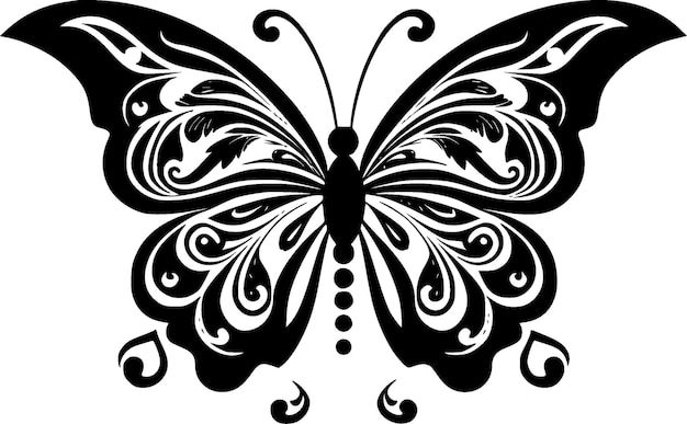 Ilustração vetorial de borboleta preta e branca