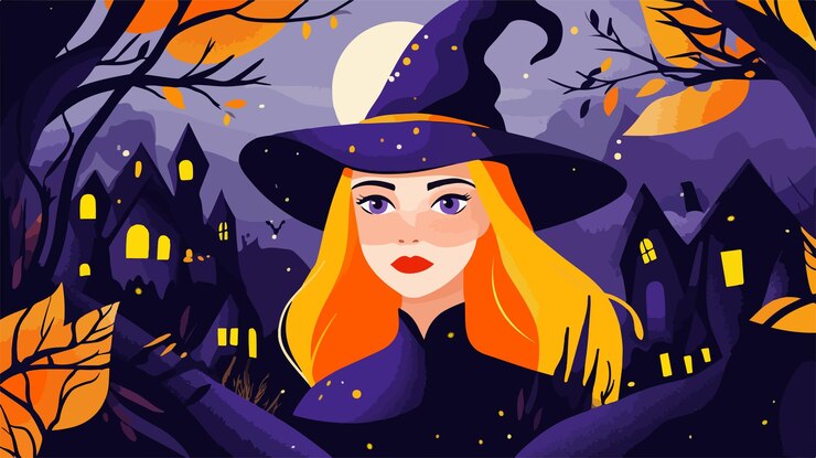 Vetor ilustração vetorial de bruxas assustadoras de halloween para projetos assustadores
