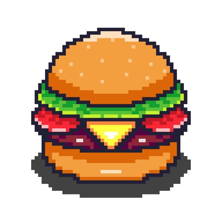 Vetor ilustração vetorial de burger com pixel art design