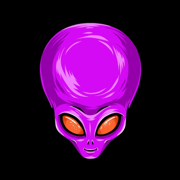 Ilustração vetorial de cabeça alienígena roxa