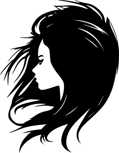 Vetor ilustração vetorial de cabelo preto e branco