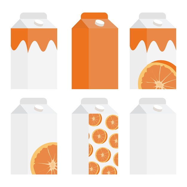 Vetor ilustração vetorial de caixa de papel de suco de laranja