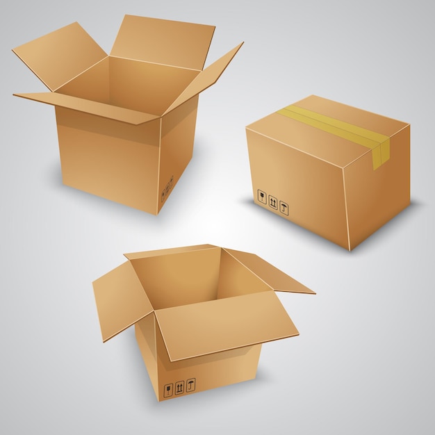 Ilustração vetorial de caixas de papelão