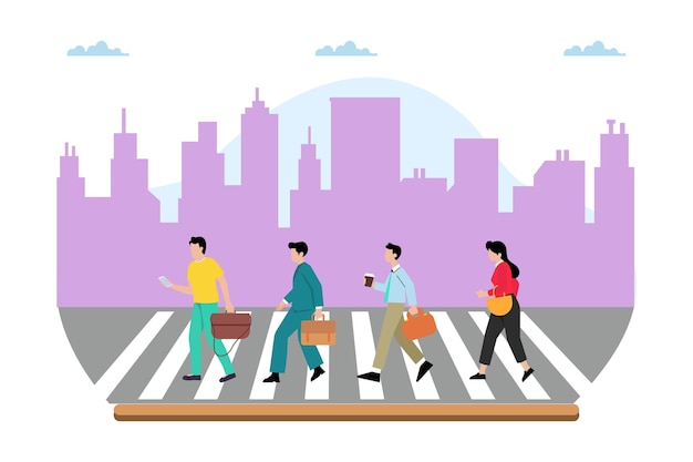 Ilustração vetorial de caminhada para o trabalho