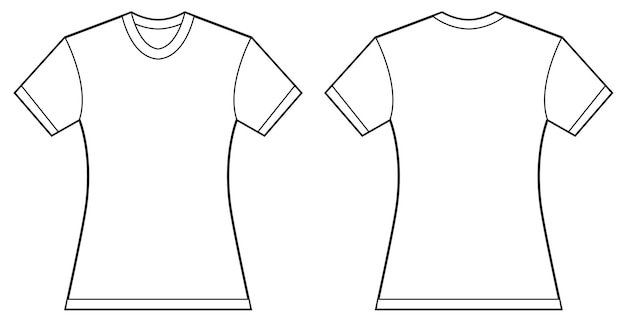 Vetor ilustração vetorial de camisa branca feminina desenho dianteiro e traseiro isolado em branco