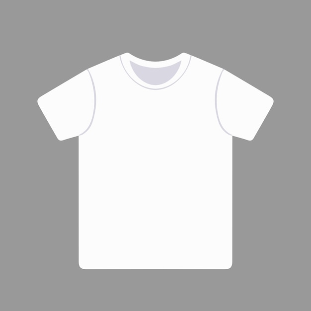 Ilustração vetorial de camiseta branca plana modelo de camiseta branca simples arte vetorial isolada