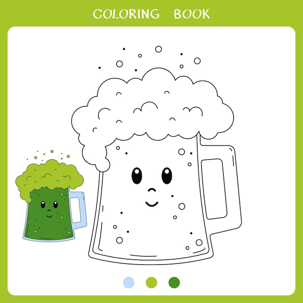 Ilustração vetorial de caneca fofa de cidra verde para livro de colorir