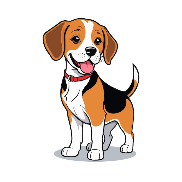 Vetor ilustração vetorial de cão beagle isolada em fundo branco estilo de desenho animado