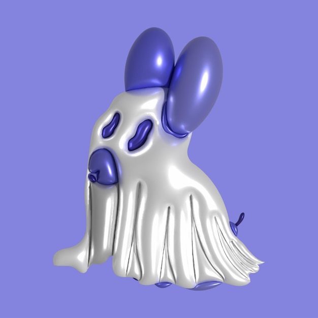 Ilustração vetorial de cão com balão 3d traje de halloween