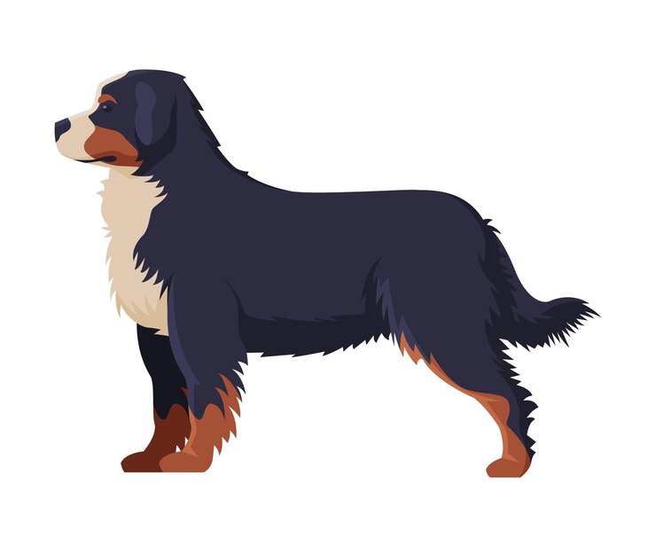 Vetor ilustração vetorial de cão de raça pura de montanha bernesa, cão de estimação e animal de estimação