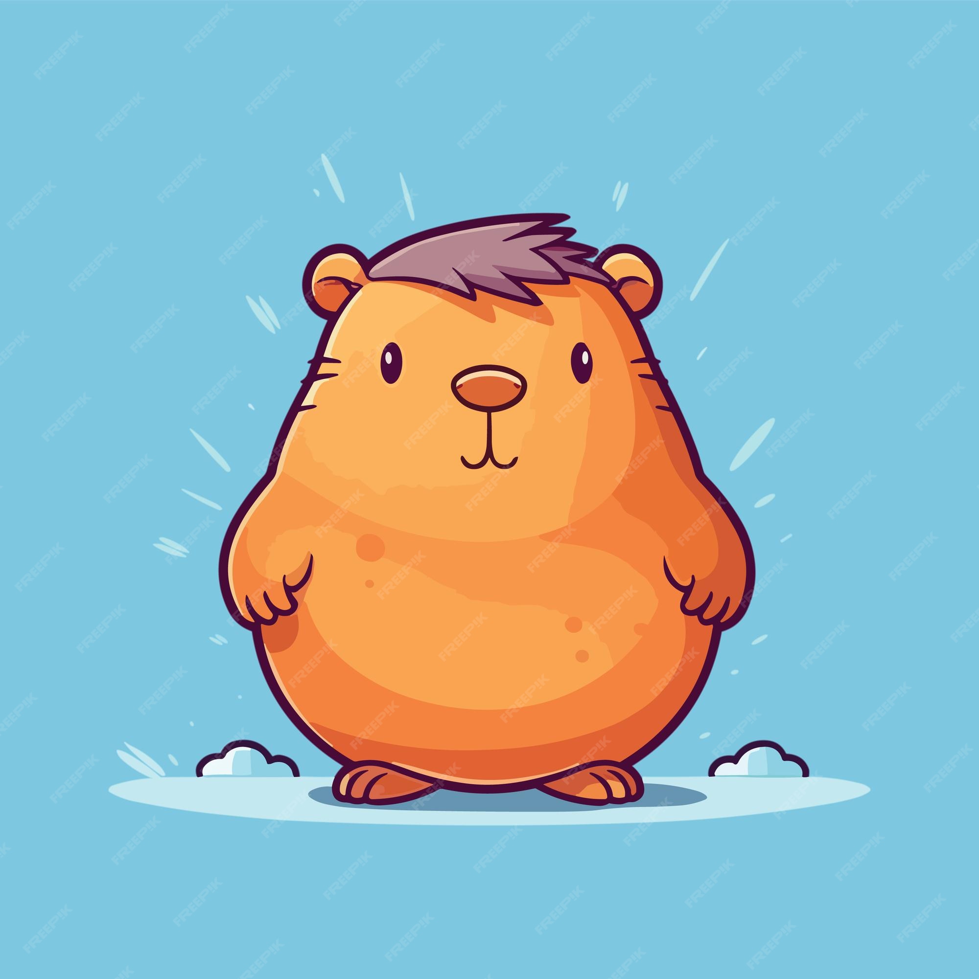 Bonita capivara de desenho animado com ilustração vetorial de